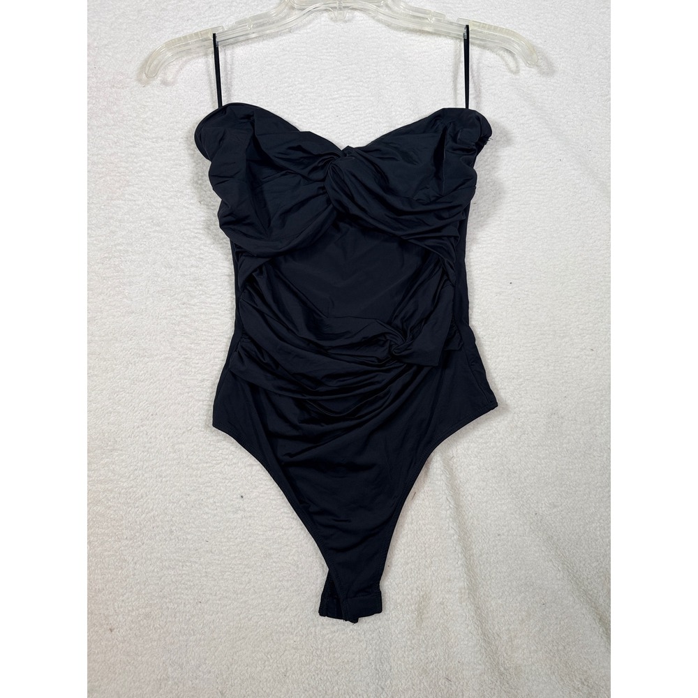 Le Lis Collection Womens Black Ruched Twist Front Bodysuit MT4127 Small NWT